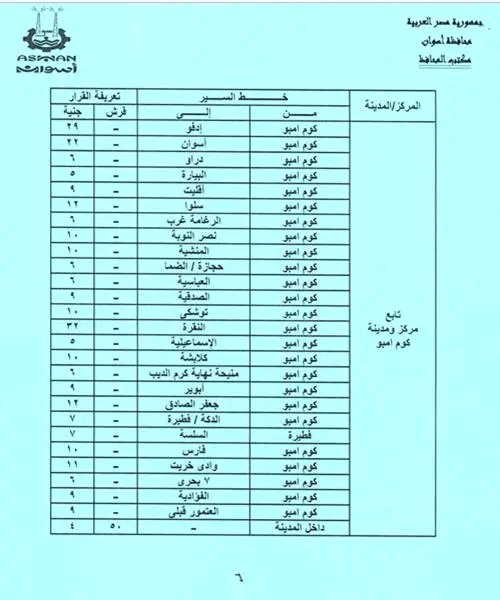 محافظ أسوان يغير أسعار وسائل النقل الداخلية والخارجية بعد ارتفاع سعر البنزين 13 1760665855 912 محافظ أسوان يغير أسعار وسائل النقل الداخلية والخارجية بعد ارتفاع