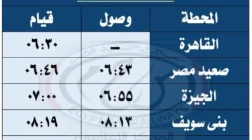 مواعيد بعض القطارات في الاتجاه القبلي.webp