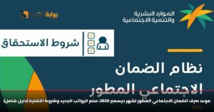 موعد صرف الضمان الاجتماعي المطور لشهر ديسمبر 2025: سلم الرواتب الجديد وشروط الأهلية (دليل شامل)