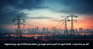 «أقل من سنت واحد».. قائمة الدول ذات أرخص أسعار كهرباء في العالم لعام 2025 [4 دول عربية ضمنها]