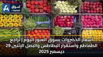 asaar alkhdrwat bswq alabwr alywm traja altmatm wastqrar albtats walbsl alithnyn 29 dysmbr 2025