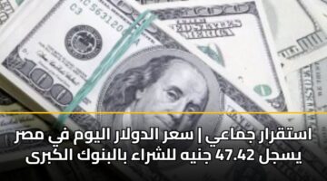 astqrar jmaay sar aldwlar alywm fy msr ysjl 47.42 jnyh llshraa balbnwk alkbra 2