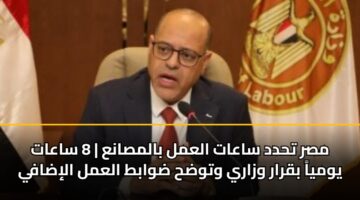 msr thdd saaat alaml balmsana 8 saaat ywmya bqrar wzary wtwdh dwabt alaml alidafy
