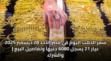 sar aldhhb alywm fy msr alahd 28 dysmbr 2025 ayar 21 ysjl 6080 jnyha wtfasyl albya walshraa