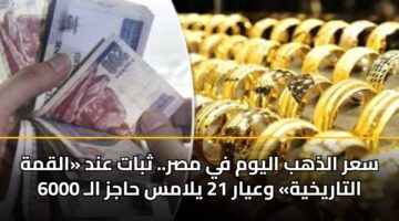 sar aldhhb alywm fy msr. thbat and alqmh altarykhyh wayar 21 ylams hajz al 6000