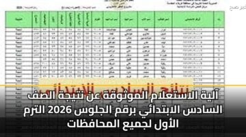 aalyh alastalam almwthwqh an ntyjh alsf alsads alabtday brqm aljlws 2026 altrm alawl ljmya almhafzat