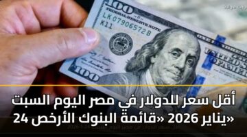 aql sar lldwlar fy msr alywm alsbt 24 ynayr 2026 qamh albnwk alarkhs