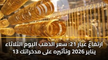 artfaa ayar 21 sar aldhhb alywm althlathaa 13 ynayr 2026 wtathyrh ala mdkhratk 2