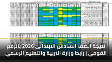 ntyjh alsf alsads alabtday 2026 balrqm alqwmy rabt wzarh altrbyh waltalym alrsmy