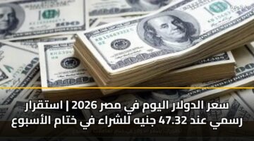 sar aldwlar alywm fy msr 2026 astqrar rsmy and 47.32 jnyh llshraa fy khtam alasbwa