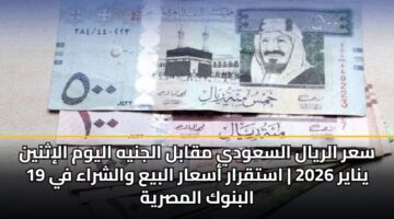 sar alryal alsawdy mqabl aljnyh alywm alithnyn 19 ynayr 2026 astqrar asaar albya walshraa fy albnwk almsryh 3
