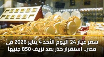 sar ayar 24 alywm alahd 4 ynayr 2026 fy msr. astqrar hdhr bad nzyf 850 jnyha