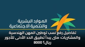 tfasyl rfa nsb twtyn almhn alhndsyh walmshtryat mta ybda ttbyq alhd aladna llajwr 8000 ryal