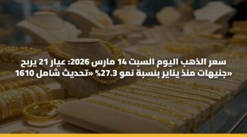 sar aldhhb alywm alsbt 14 mars 2026